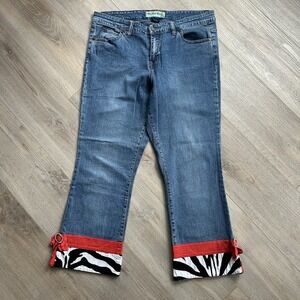 Too-She-She Women's‎ Size 14 Nordstrom Crop Ribbon Jeans Denim Zebra Boho
